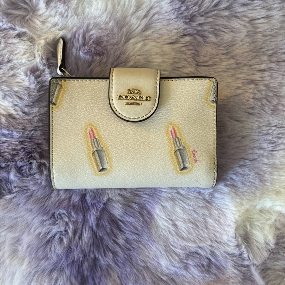 Coach Cream Lipstick Pattern Wallet